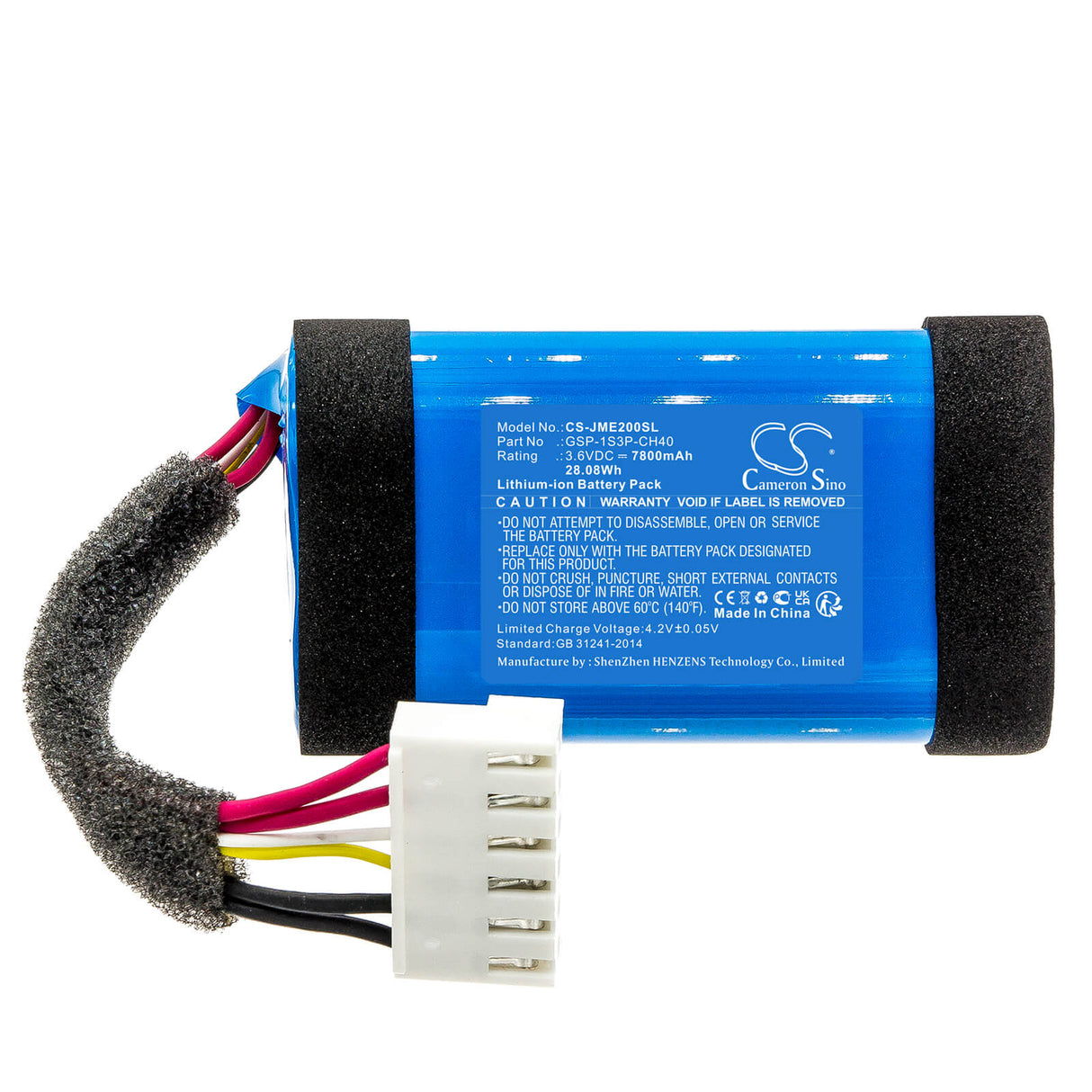 3.6V, Li-ion, 7800mAh, Speaker battery fits Jbl, Charge Essential 2, 28.08Wh Speaker Cameron Sino Technology Limited