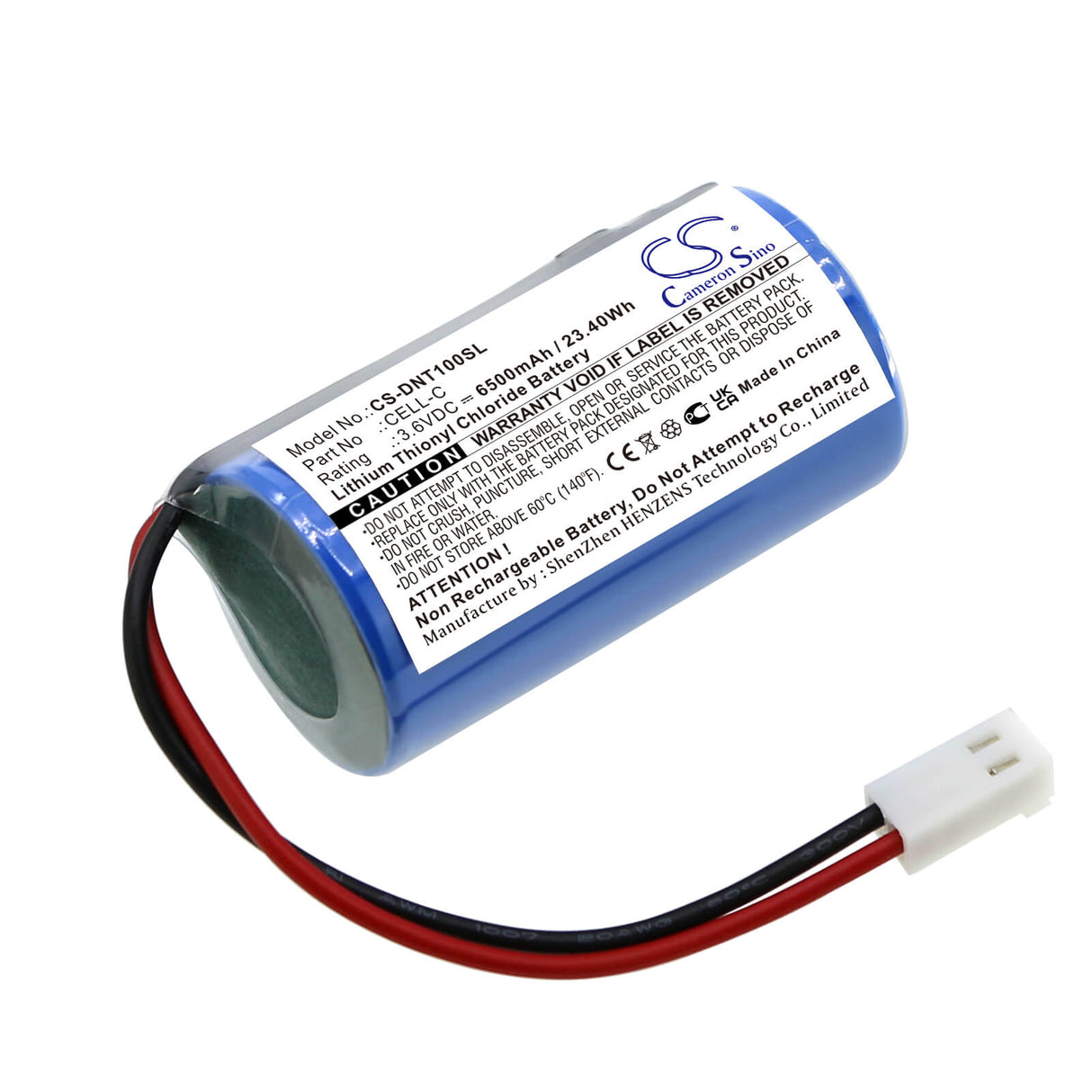 3.6V, Li-SOCl2, 6500mAh, Equipment battery fits Dent, Cell-c, Instruments, 23.4Wh Equipment, Survey, Test Cameron Sino Technology Limited