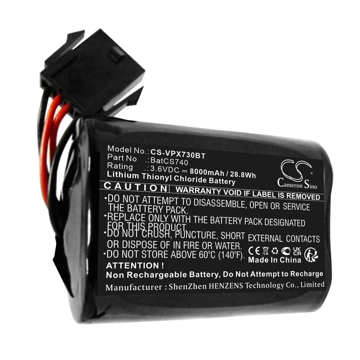 3.6V, Li-SOCl2, 8000mAh, Alarm System battery fits Visonic, Batcs740, Mcs720b, Mcs-730, 28.8Wh Alarm System Cameron Sino Technology Limited