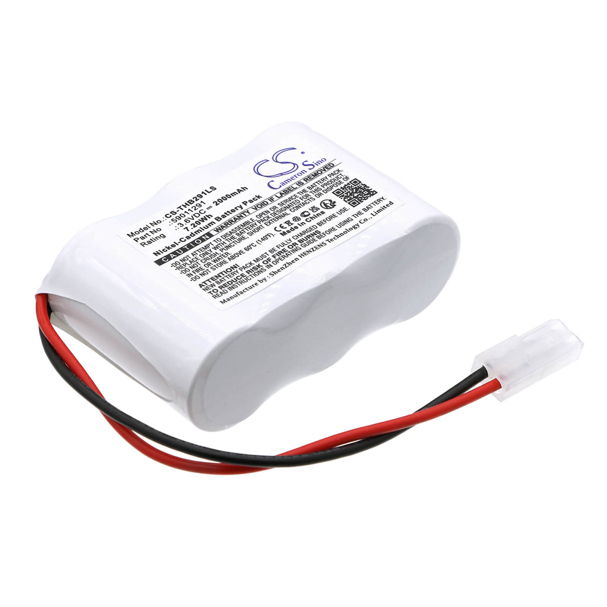 3.6V, Ni-CD, 2000mAh, Emergency Lighting battery fits Thorn Voyager, 59011291, 96633305, 96633308, 7.20Wh Emergency Lighting Cameron Sino Technology Limited