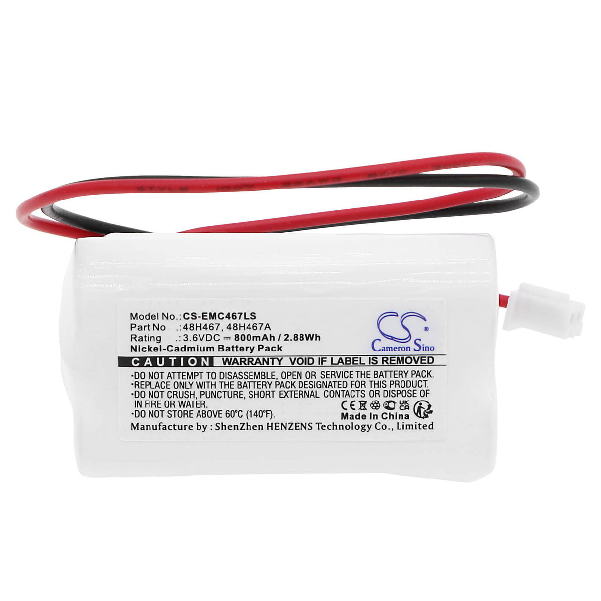 3,6V, Ni-CD, 800mAh, batterie d'éclairage de secours compatible avec Lumapro, 48h467, 6cgl6, 2,88Wh Éclairage de secours Cameron Sino Technology Limited
