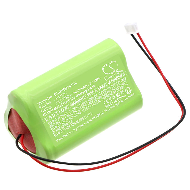 3.6V, Ni-MH, 2000mAh, Equipment battery fits Bacharach, B11967, Medigas PM 3010 N2O Monitor, 7.2Wh Equipment, Survey, Test Cameron Sino Technology Limited