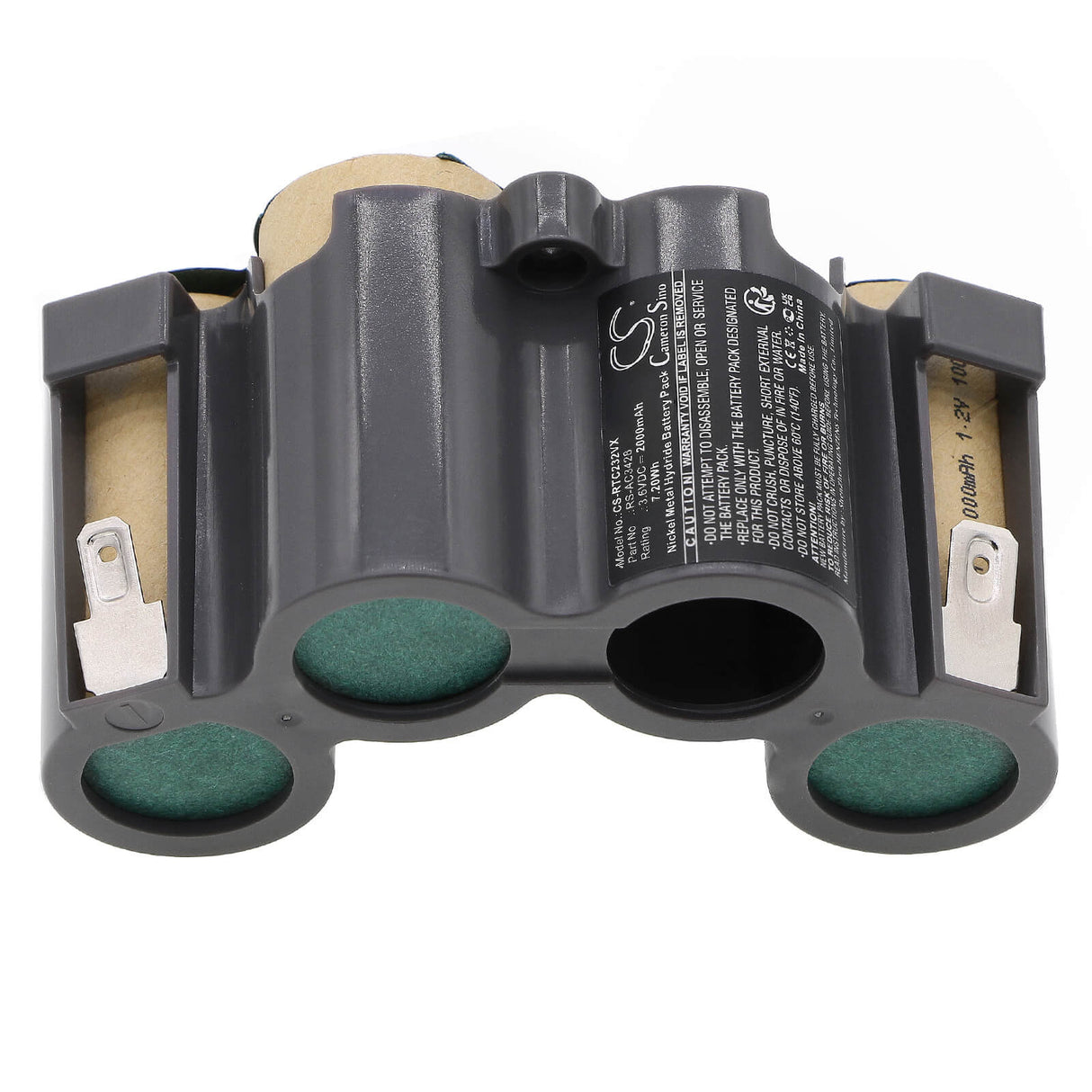 3.6V, Ni-MH, 2000mAh, Vacuum battery fits Rowenta, Moulinex, Mx232001/2d1, Mx232301/2d0, Mx232301/2d1, 7.20Wh Vacuum Cameron Sino Technology Limited