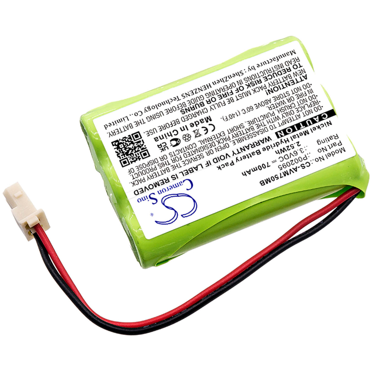 3.6v, Ni-mh, 700mah, Babyphone Battery Fits Alecto, Dvm-75, Dvm-75-00, 2.52wh BabyPhone Cameron Sino Technology Limited   
