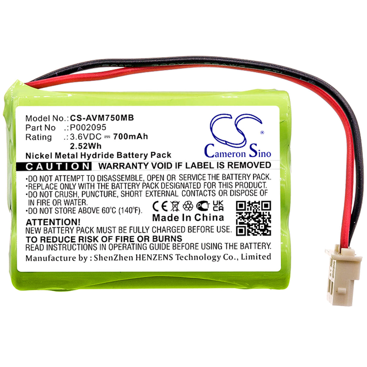 3.6v, Ni-mh, 700mah, Babyphone Battery Fits Alecto, Dvm-75, Dvm-75-00, 2.52wh BabyPhone Cameron Sino Technology Limited   