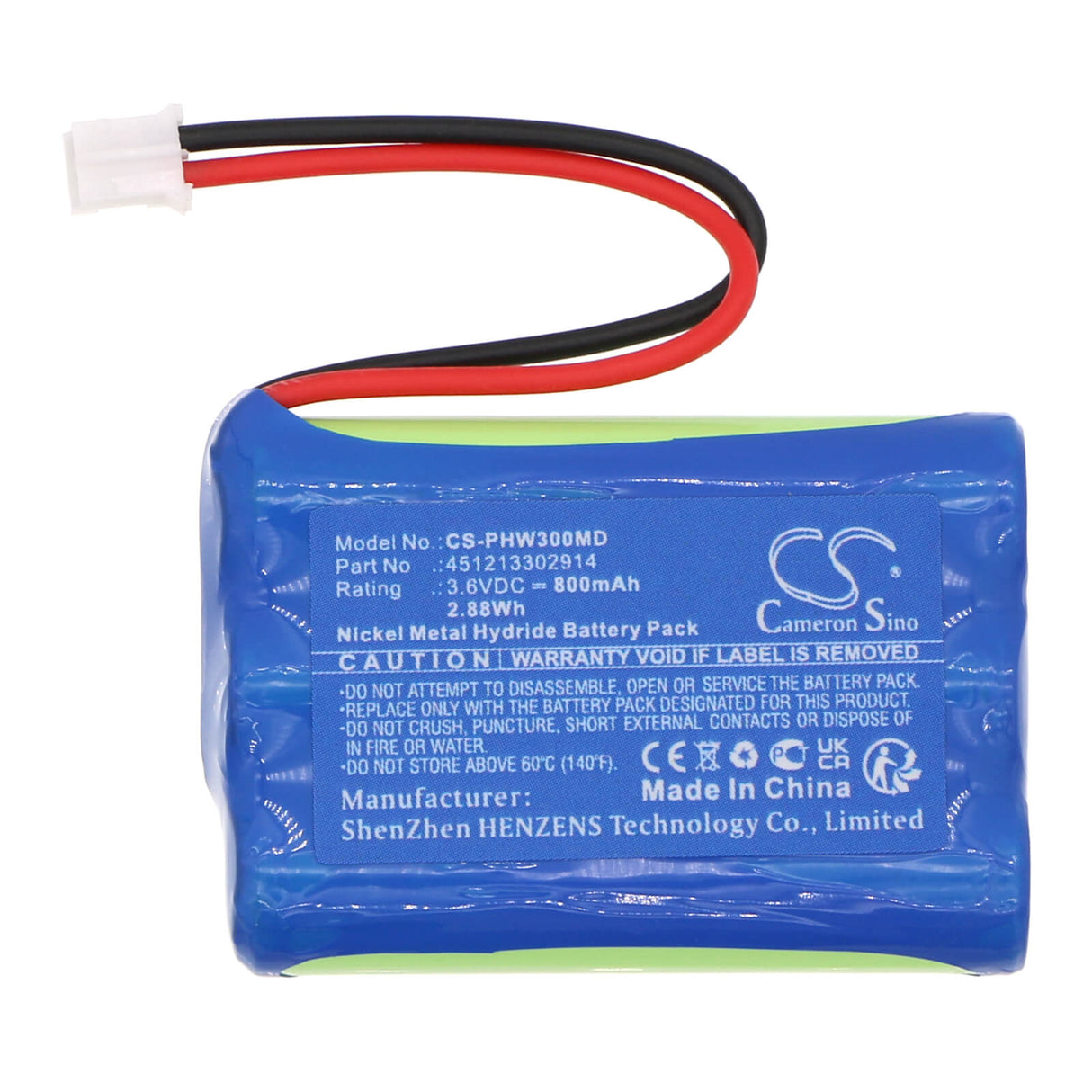 3.6V, Ni-MH, 800mAh, Medical battery fits Philips, 451213302914, Remote Control W13, 2.88Wh Medical Cameron Sino Technology Limited (Medical)