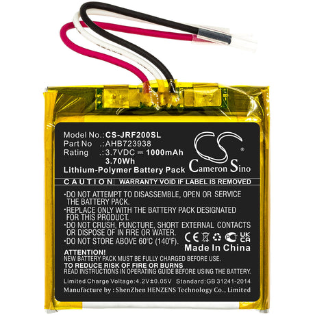 3.7V, Li-Polymer, 1000mAh, Speaker battery fits Jabra, Hfs200, Solemate, 3.70Wh Speaker Cameron Sino Technology Limited