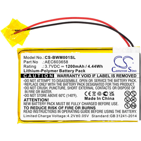 3.7v, 1200mah, Li-polymer Equipment Battery Fit's Bw, Gasalert Micro Clip Xl, Mcxl-mpcb1, 4.44wh Equipment, Survey, Test Cameron Sino Technology Limited   