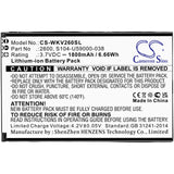 3.7V, Li-ion, 1800mAh, SmartPhone battery fits Wiko, 2600, Sunny 2 Plus, V2600, 6.66Wh Mobile, SmartPhone Cameron Sino Technology Limited (Smartphone)