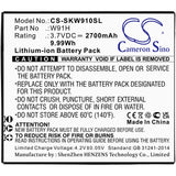 3.7V, Li-ion, 2700mAh, Hotspot battery fits Skyroam, W91h, W19, W19h, 9.99Wh Hotspot Cameron Sino Technology Limited