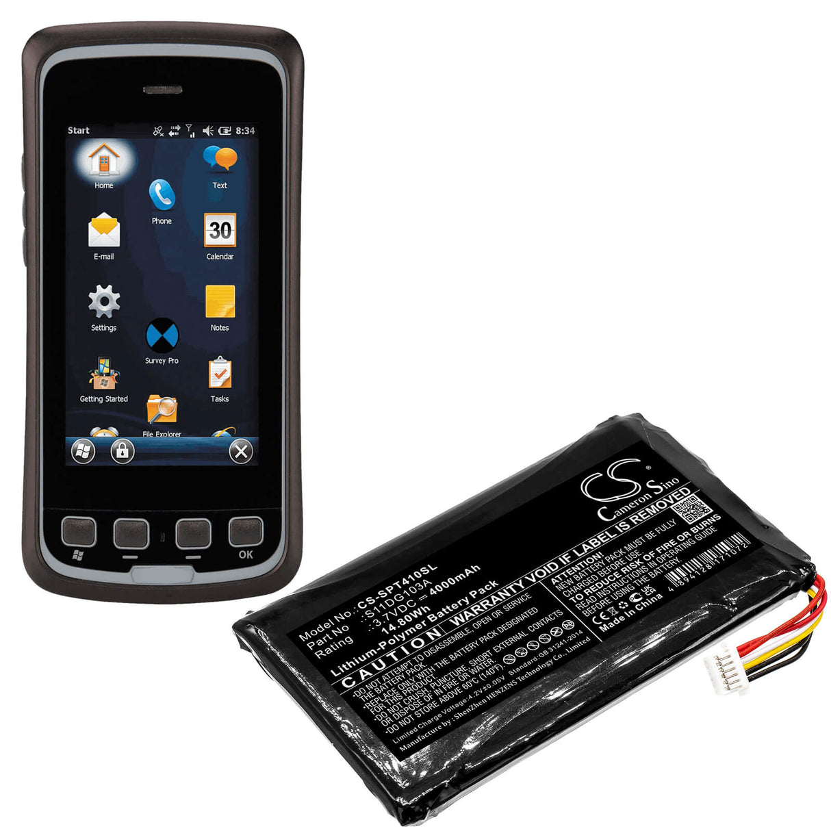 3.7V, Li-Polymer, 4000mAh, Equipment battery fits Geospatial, Spectra Precision, Trimble, S11dg103a, T41-R01-001, 14.8Wh Equipment, Survey, Test Cameron Sino Technology Limited