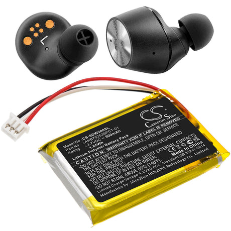 3.7V, Li-Polymer, 500mAh, Headset battery fits Sennheiser, Ahb702535pct-01, M3aebt, M3ietw, 1.85Wh Wireless Headset Cameron Sino Technology Limited