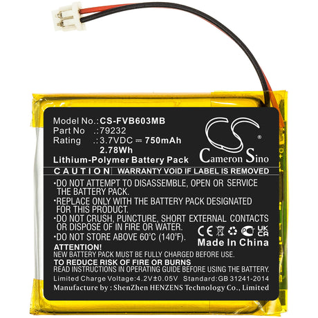 3.7v, 750mah, Li-polymer Babyphone Battery Fits Floureon, Vb603, 2.78wh BabyPhone Cameron Sino Technology Limited   