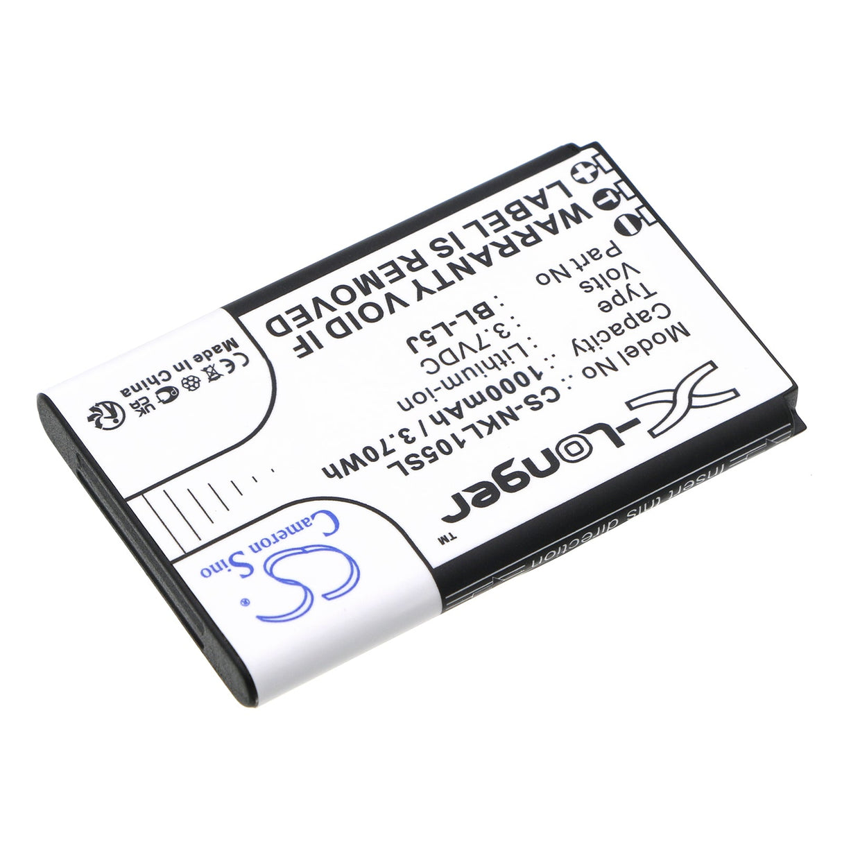 3.7V, Li-ion, 1000mAh, SmartPhone battery fits Nokia, Bl-l5j, 105 2023, 3.7Wh Mobile, SmartPhone Cameron Sino Technology Limited (Smartphone)