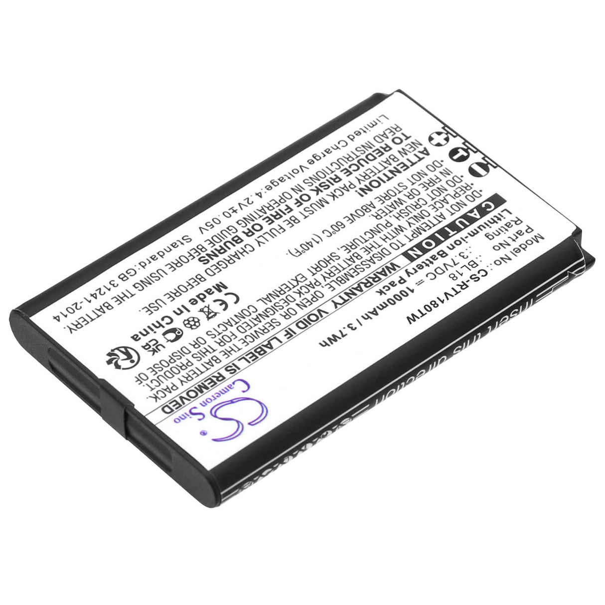 3.7V, Li-ion, 1000mAh, Two-Way Radio battery fits Retevis, Bl18, Rt18, Rt618, 3.7Wh Two-Way Radio Cameron Sino Technology Limited