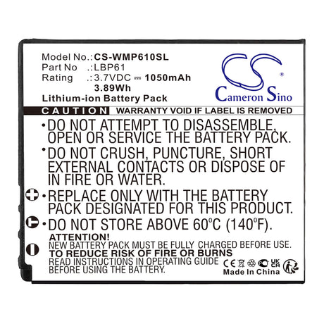 3.7V, Li-ion, 1050mAh, Transmitters & Receiver battery fits Wisycom, Lbp61, Mrp61 Transmitter, 3.89Wh Transmitters & Receiver Cameron Sino Technology Limited