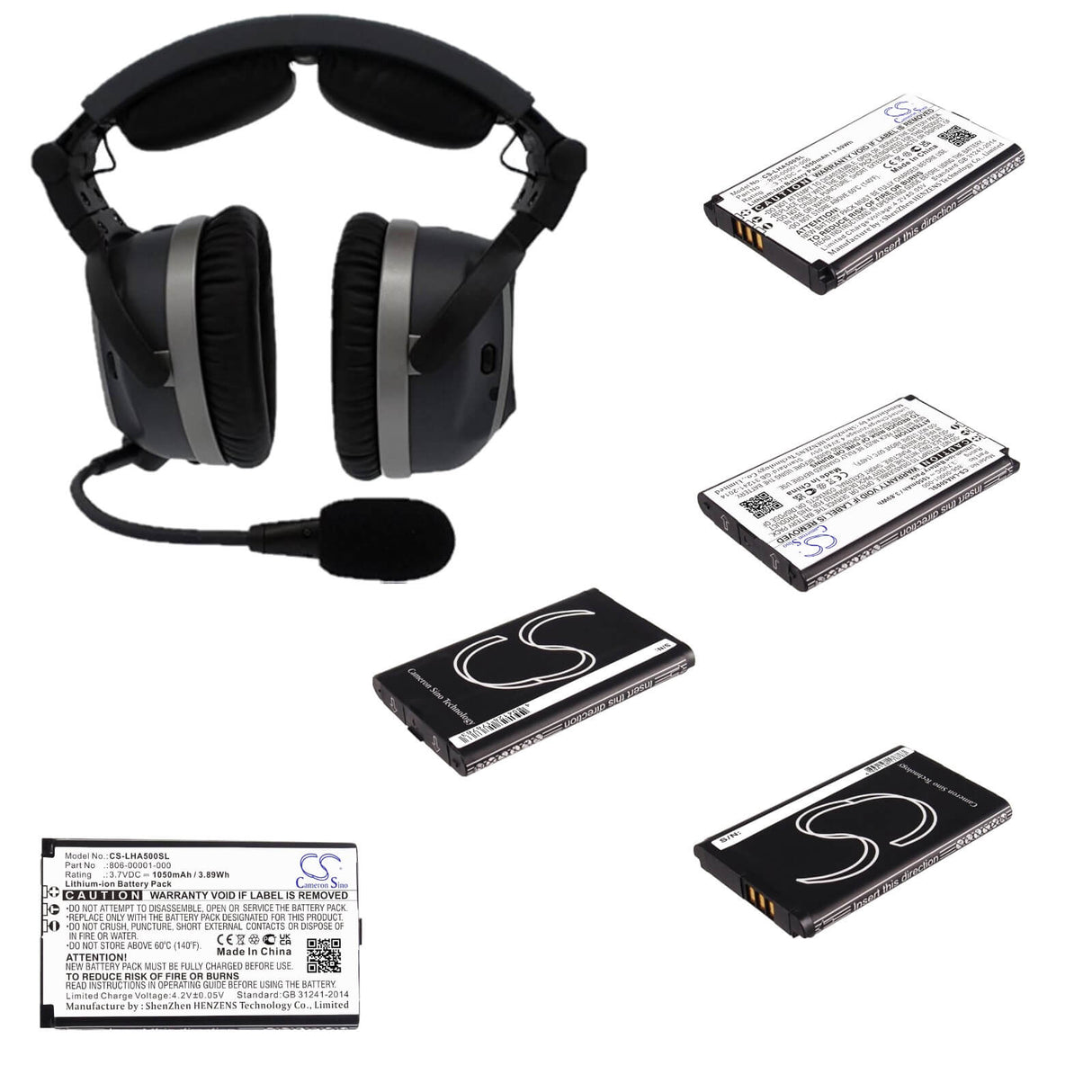 3.7V, Li-ion, 1050mAh, Headset battery fits Lightspeed, 806-00001-000, A500, Aviation, 3.89Wh Wireless Headset Cameron Sino Technology Limited