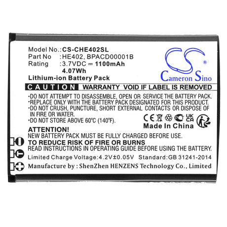 3.7V, Li-ion, 1100mAh, SmartPhone battery fits Cingular, Nokia, At&t, Bpacd00001b, Attea211101, Cingular Flex, 4.07Wh Mobile, SmartPhone Cameron Sino Technology Limited (Smartphone)