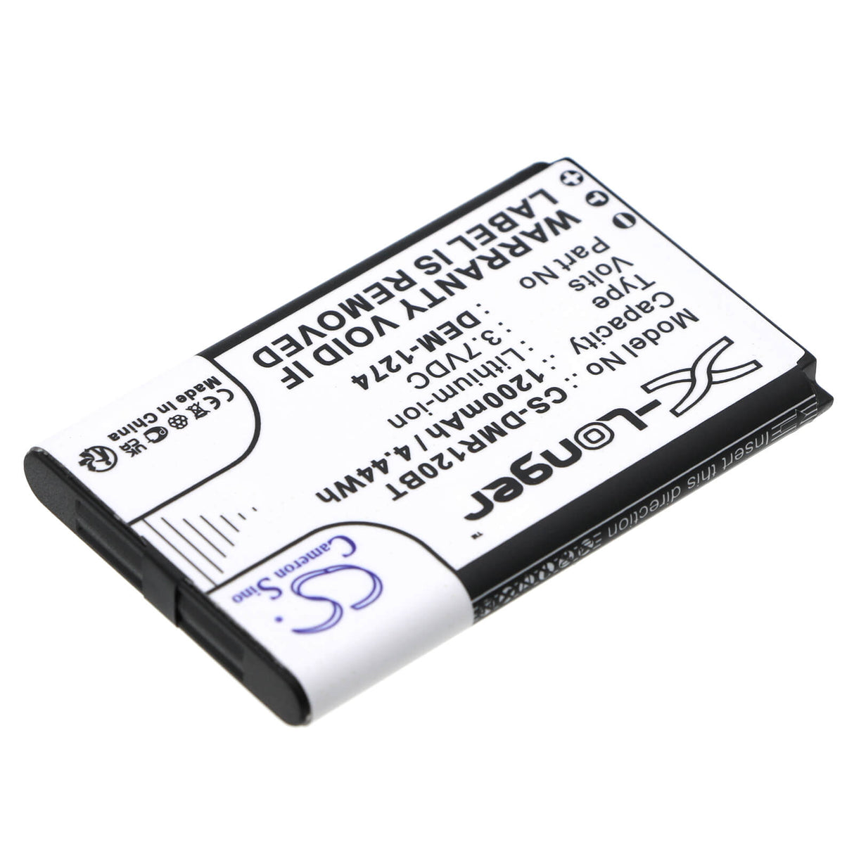 3.7v, Li-ion, 1200mah, Alarm Battery Fits Dem, K32rf, Par-120, 4.44wh Alarm System Cameron Sino Technology Limited   