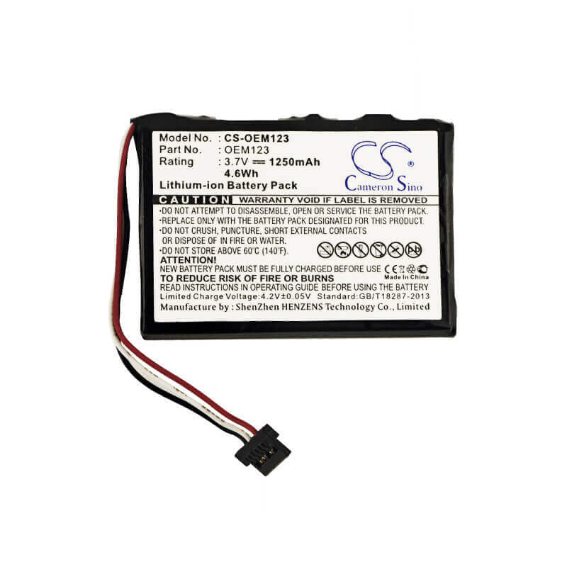 3.7V, Li-ion, 1250mAh, OEM/ODM battery fits Custom Battery Pack, Cs-oem123, 4.63Wh OEM/ODM Cameron Sino Technology Limited