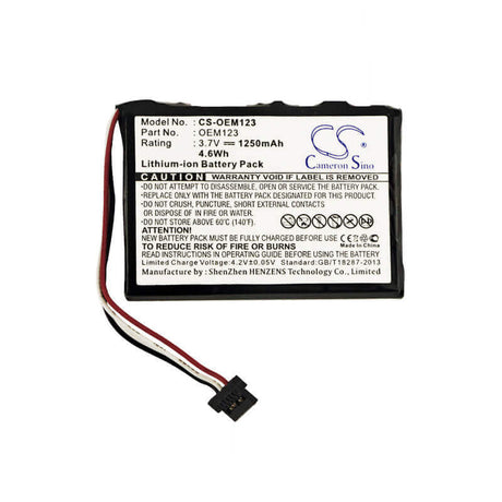 3.7V, Li-ion, 1250mAh, OEM/ODM battery fits Custom Battery Pack, Cs-oem123, 4.63Wh OEM/ODM Cameron Sino Technology Limited
