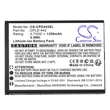 3.7V, Li-ion, 1350mAh, SmartPhone battery fits Coolpad, Cpld-442, Belleza, Cp3321, 5Wh Mobile, SmartPhone Cameron Sino Technology Limited (Smartphone)