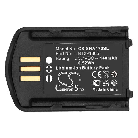 3.7V, Li-ion, 140mAh, Headset battery fits Snom, Bt291865, A170, 0.52Wh Wireless Headset Cameron Sino Technology Limited