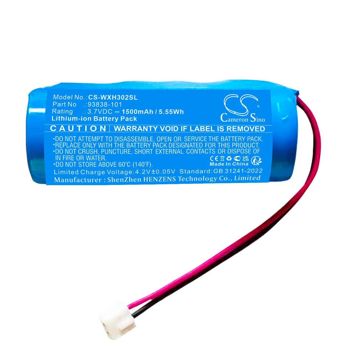 3.7V, Li-ion, 1500mAh, Shaver battery fits Wahl, Detailer Cordless Trimmer, 5.55Wh Shaver Cameron Sino Technology Limited