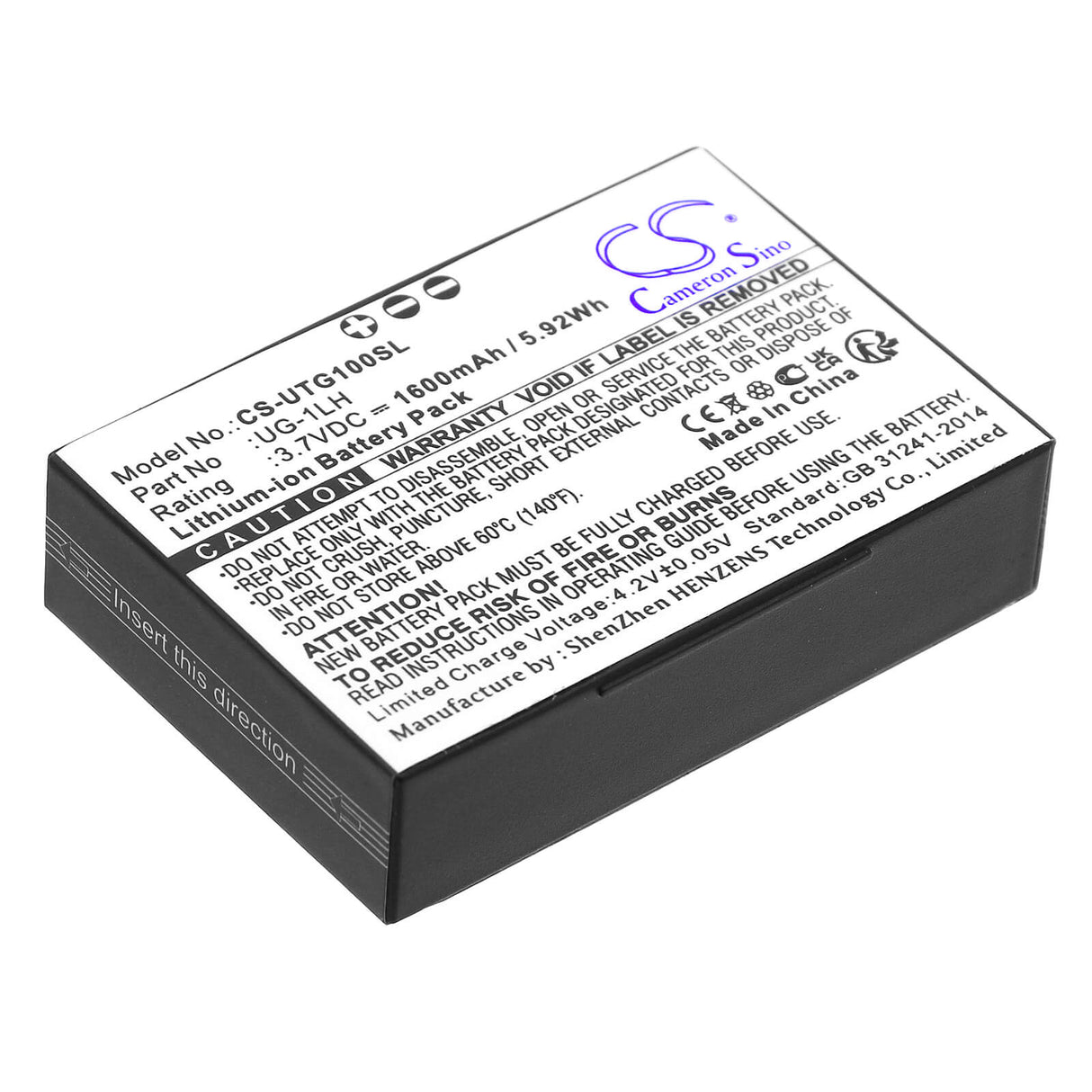 3.7V, Li-ion, 1600mAh, Equipment battery fits Unistrong, Ug-1lh, G1, G110, 5.92Wh Equipment, Survey, Test Cameron Sino Technology Limited