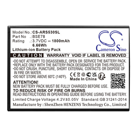 3.7V, Li-ion, 1800mAh, Communications battery fits Archos, Bse78, Ac50as3g, Ac50as4g, 6.66Wh Communications Cameron Sino Technology Limited