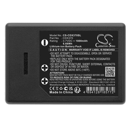 3.7V, Li-ion, 1800mAh, Thermal Camera battery fits Cordex, Cdx370, Cdx370, Toughpix Digitherm, 6.66Wh Thermal Camera Cameron Sino Technology Limited
