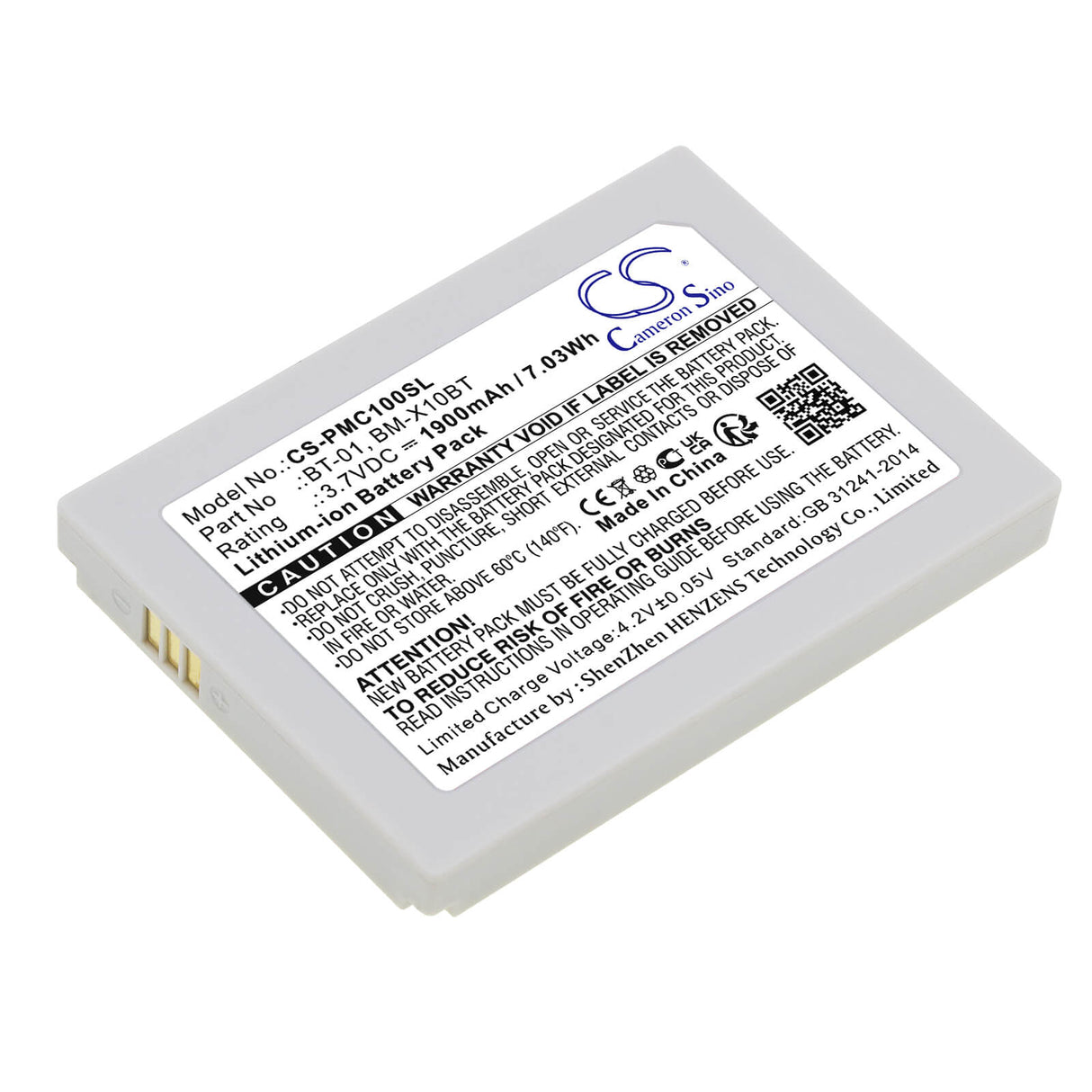 3.7V, Li-ion, 1900mAh, Headset battery fits Pliant, Bm-x10bt, 4394, 4445, 7.03Wh Wireless Headset Cameron Sino Technology Limited