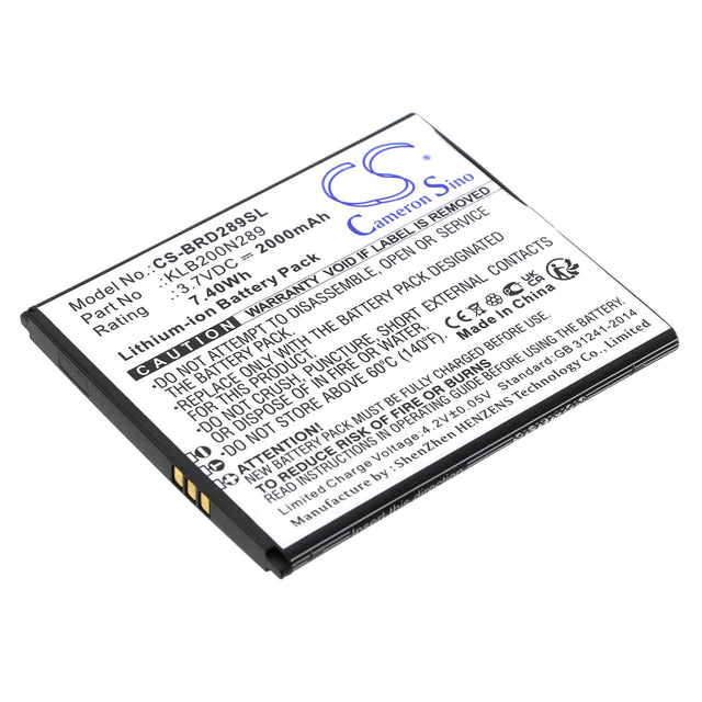 3,7V, Li-ion, 2000mAh, batterie de smartphone compatible avec Brondi, Klb200n289, Centurion 1, 7,4Wh Mobile, SmartPhone Cameron Sino Technology Limited (Smartphone)
