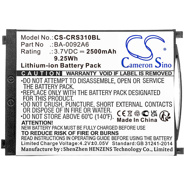 3.7v, Li-ion, 2500mah, Barcode Scanner Battery Fit's Cipherlab, Rs31, 9.25wh Barcode Scanner Cameron Sino Technology Limited