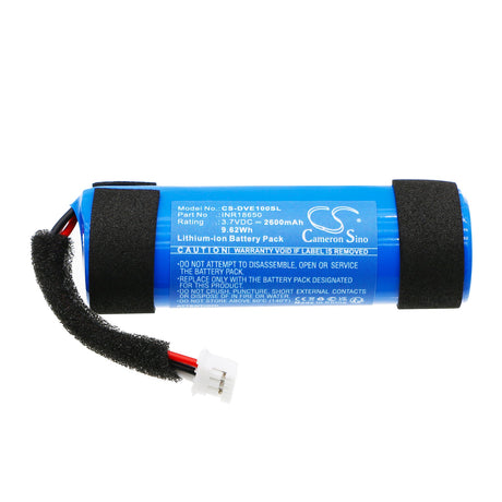 3.7V, Li-ion, 2600mAh, Speaker battery fits Divoom, Timebox Evo, 9.62Wh Speaker Cameron Sino Technology Limited