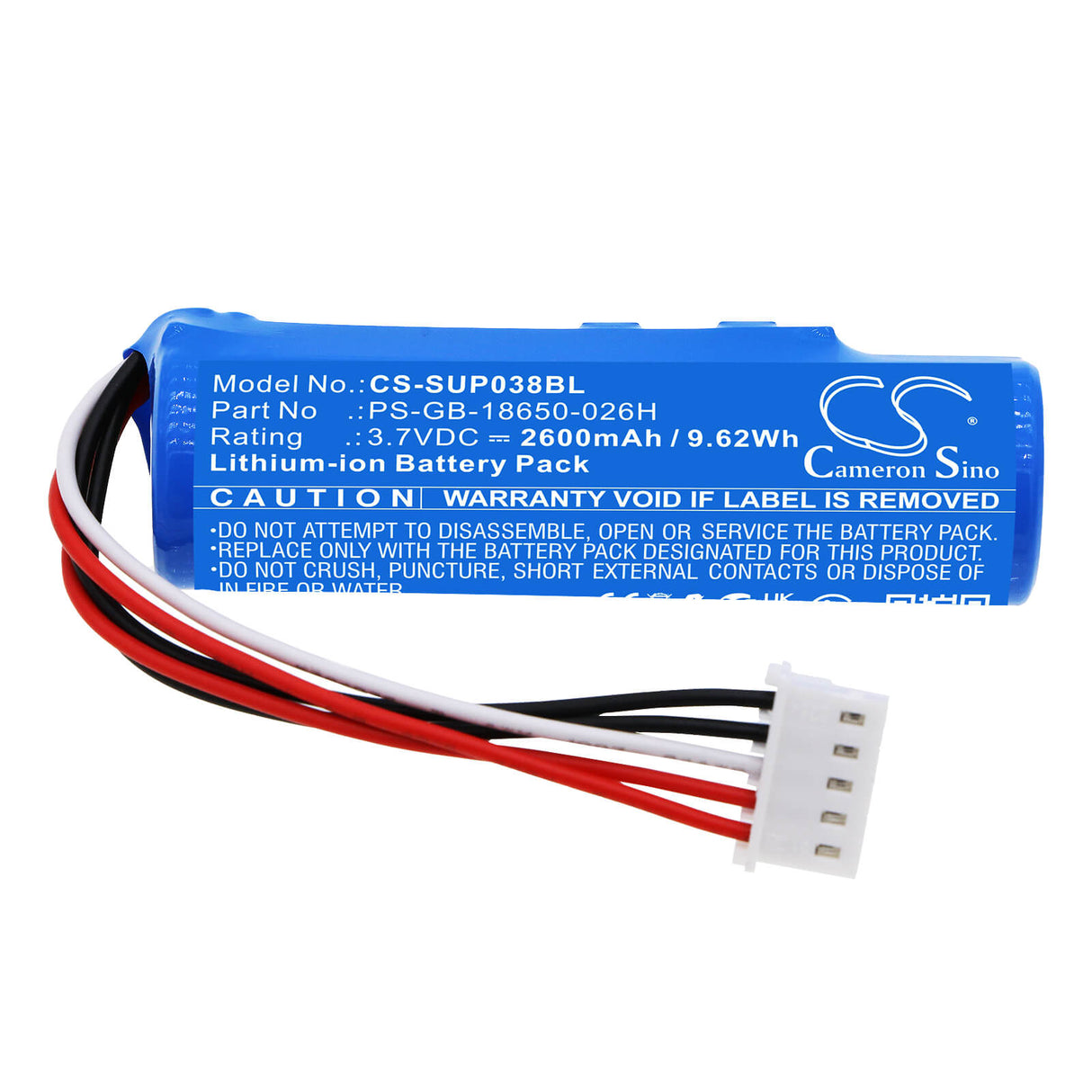 3.7V, Li-ion, 2600mAh, Payment Terminal battery fits Sumup, Ps-gb-18650-026h, 3g Printer, 3g+ Printer, 9.62Wh Payment Terminal Cameron Sino Technology Limited