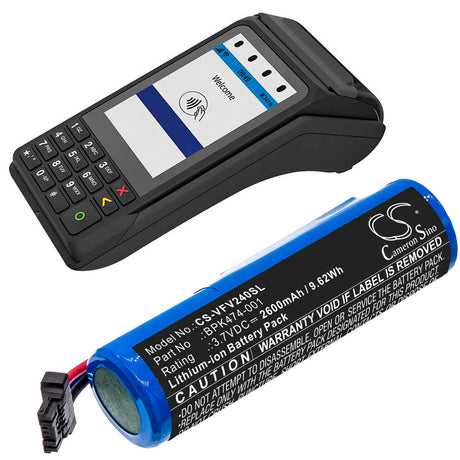 3.7V, Li-ion, 2600mAh, Payment Terminal battery fits Verifone, Bpk474-001, 3gbwc, V240m Plus, 9.62Wh Payment Terminal Cameron Sino Technology Limited