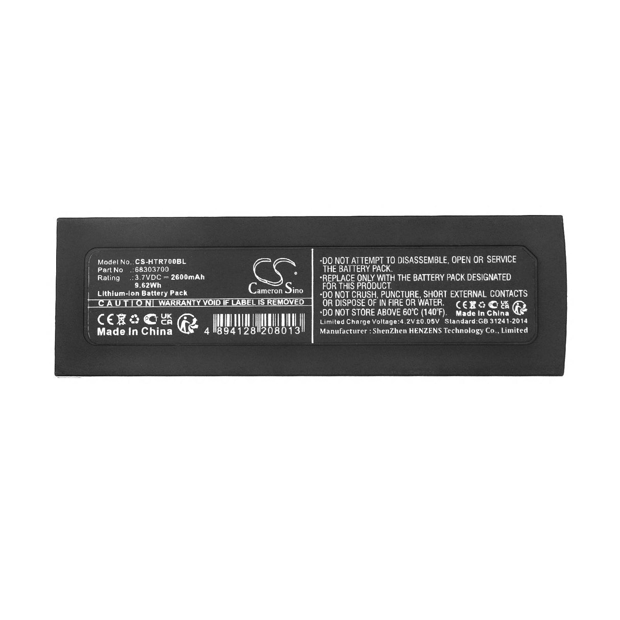 3.7V, Li-ion, 2600mAh, Crane Remote Control battery fits Hetronic, Ergo-s, 9.62Wh Crane Remote Control Cameron Sino Technology Limited