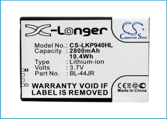 3.7V, Li-ion, 2800mAh, SmartPhone battery fits Lg, Bl-44jr, K2, Ku5400, 10.36Wh Mobile, SmartPhone Cameron Sino Technology Limited (Suspended)