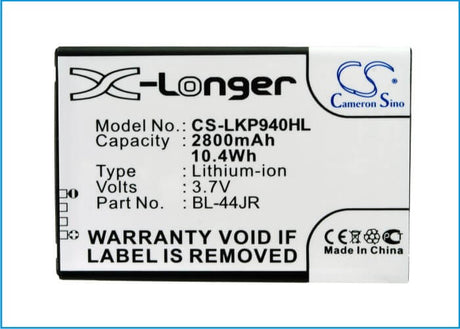 3.7V, Li-ion, 2800mAh, SmartPhone battery fits Lg, Bl-44jr, K2, Ku5400, 10.36Wh Mobile, SmartPhone Cameron Sino Technology Limited (Suspended)