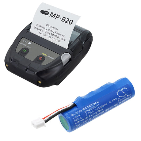 3.7V, Li-ion, 3350mAh, Portable Printer battery fits Seiko, 4331304, Mp-b20, 12.4Wh Portable Printer Cameron Sino Technology Limited
