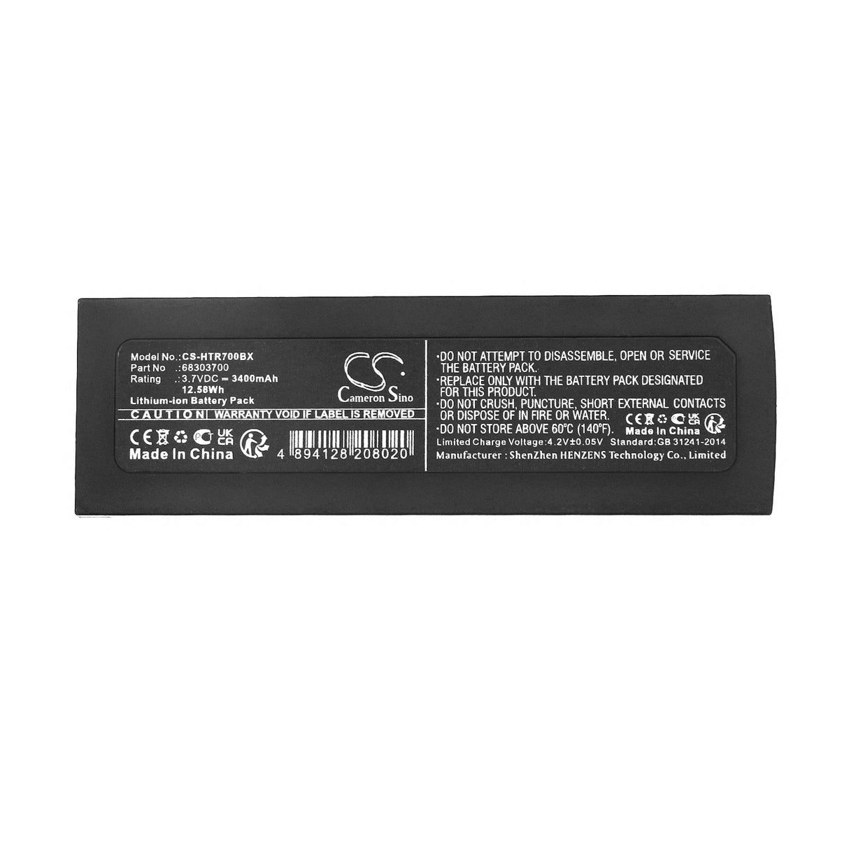 3.7V, Li-ion, 3400mAh, Crane Remote Control battery fits Hetronic, Ergo-s, 12.58Wh Crane Remote Control Cameron Sino Technology Limited