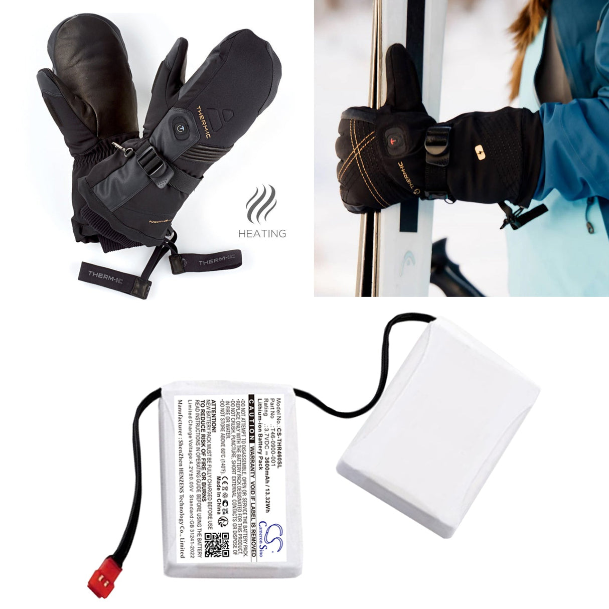 3.7V, Li-ion, 3600mAh, Heated Clothes battery fits Therm-ic, Heated Gloves, 13.32Wh Heated Clothes Cameron Sino Technology Limited