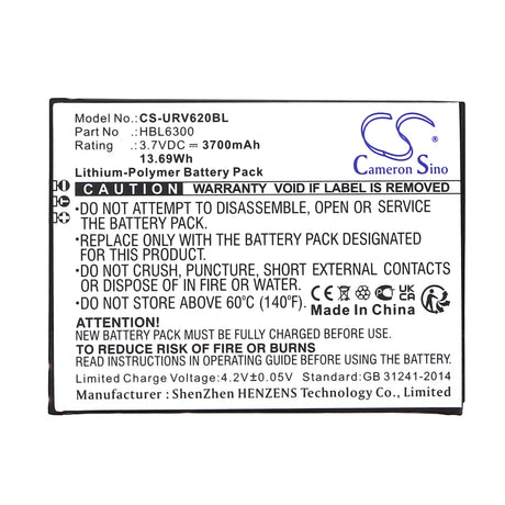 3.7v, Li-ion, 4000mah, Barcode Scanner Battery Fits Urovo, I6200, 14.80wh Barcode Scanner Cameron Sino Technology Limited