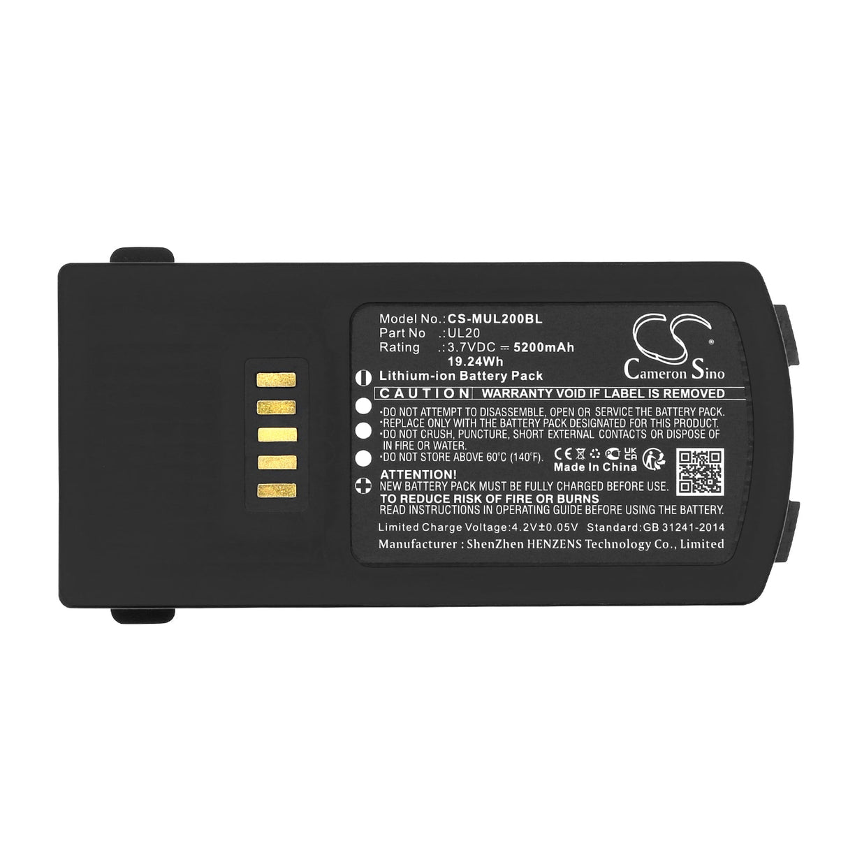 3.7V, Li-ion, 5200mAh Barcode Scanner Battery fits M3 Mobile, Ul20, Ul20f, 19.24Wh Barcode Scanner Cameron Sino Technology Limited   