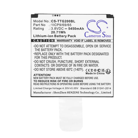 3.8V, Li-ion, 5450mAh, Payment Terminal battery fits Toast, 1icp9/69/65, Tg200, 20.71Wh Payment Terminal Cameron Sino Technology Limited