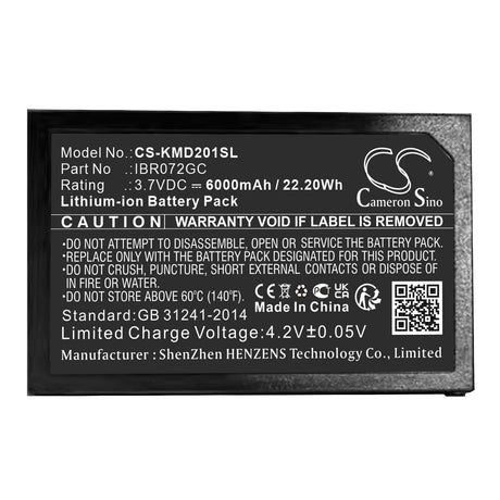 3.7V, Li-ion, 6000mAh, Home Security Camera Battery fits Ies, Ad201-1, Ibr072gc, 22.20Wh Home Security Camera Cameron Sino Technology Limited