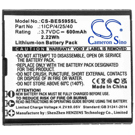 3.7V, Li-ion, 600mAh, SmartPhone battery fits Bea-fon, 1icp/4/25/40, Sl495, Sl595, 2.22Wh Mobile, SmartPhone Cameron Sino Technology Limited (Smartphone)