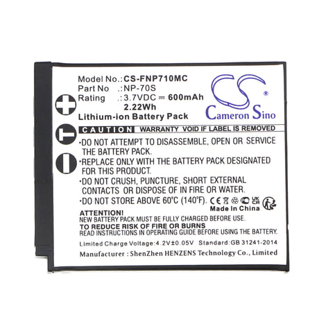 3.7V, Li-ion, 600mAh, Camera battery fits Fujifilm, Np-70s, Instax Mini 99, 2.22Wh Camera Cameron Sino Technology Limited (Camera)