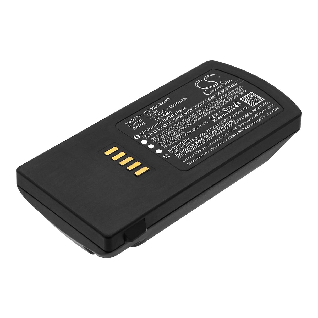 3.7V, Li-ion, 6800mAh Barcode Scanner Battery fits M3 Mobile, Ul20, Ul20f, 25.16Wh Barcode Scanner Cameron Sino Technology Limited   